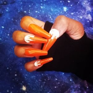 Handmade Pumpkin Spice Spill Gel Coffin Nails